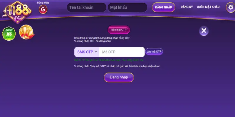 Hệ thống yêu cầu mã bảo mật khi đăng nhập M88vin